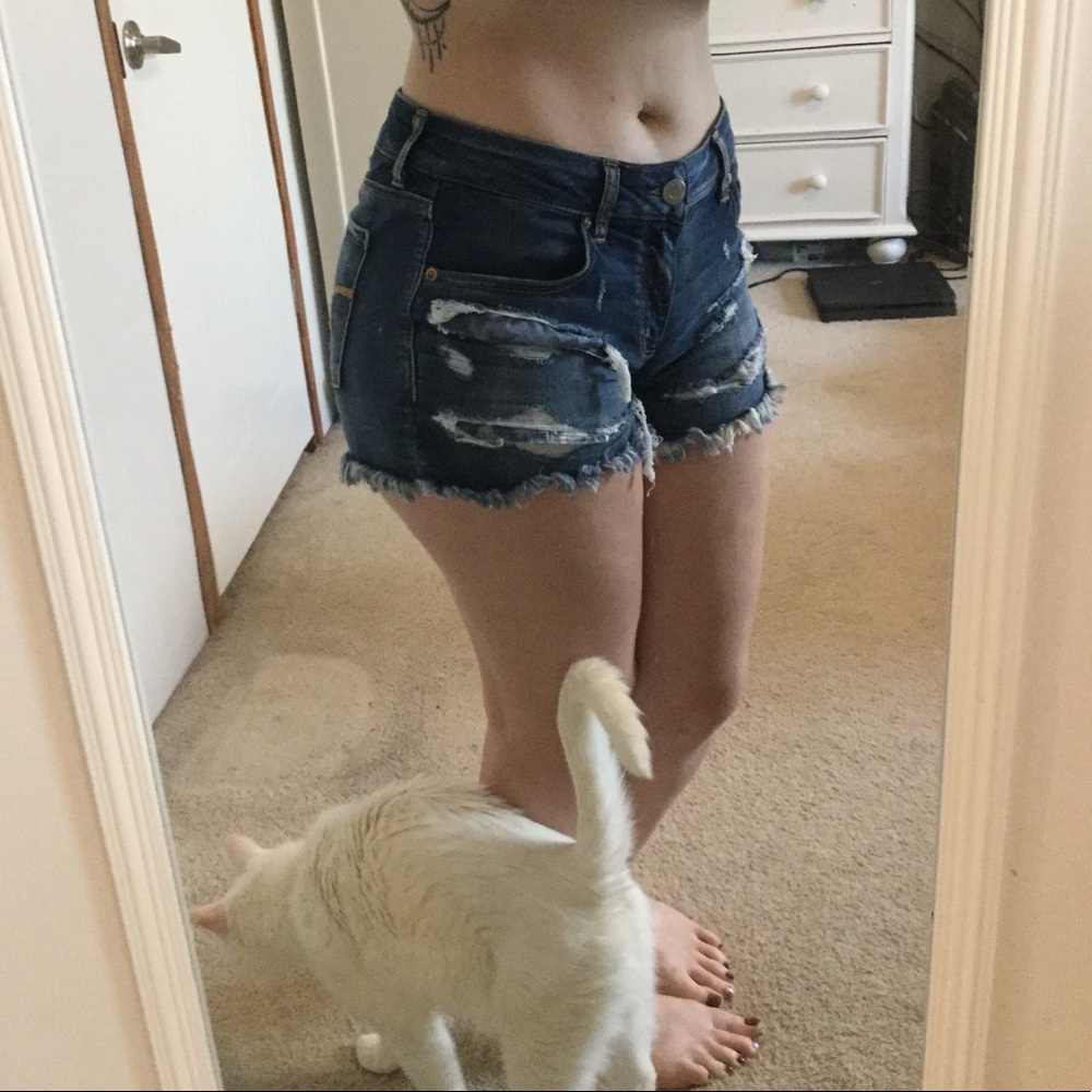 Distressed midi shorts from American Eagle!